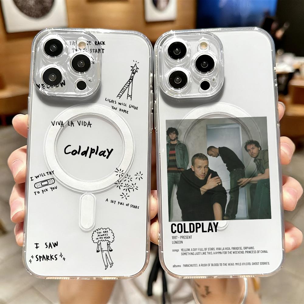 Phone Accessories Magnetic - Coque de téléphone magnétique transparente C-Coldplay