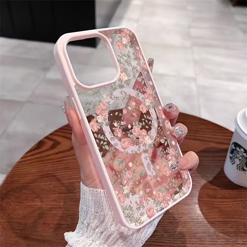Phone Accessories Magnetic - Coque de téléphone magnétique transparente rose